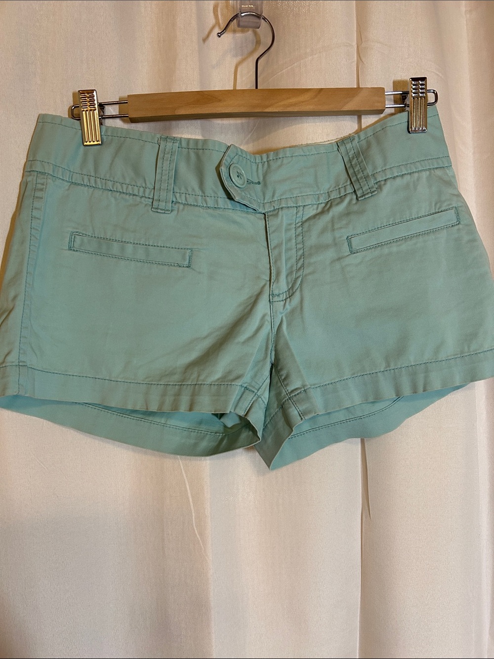 Vintage American Eagle Outfitters Mint Green Low-Rise Mini Shorts